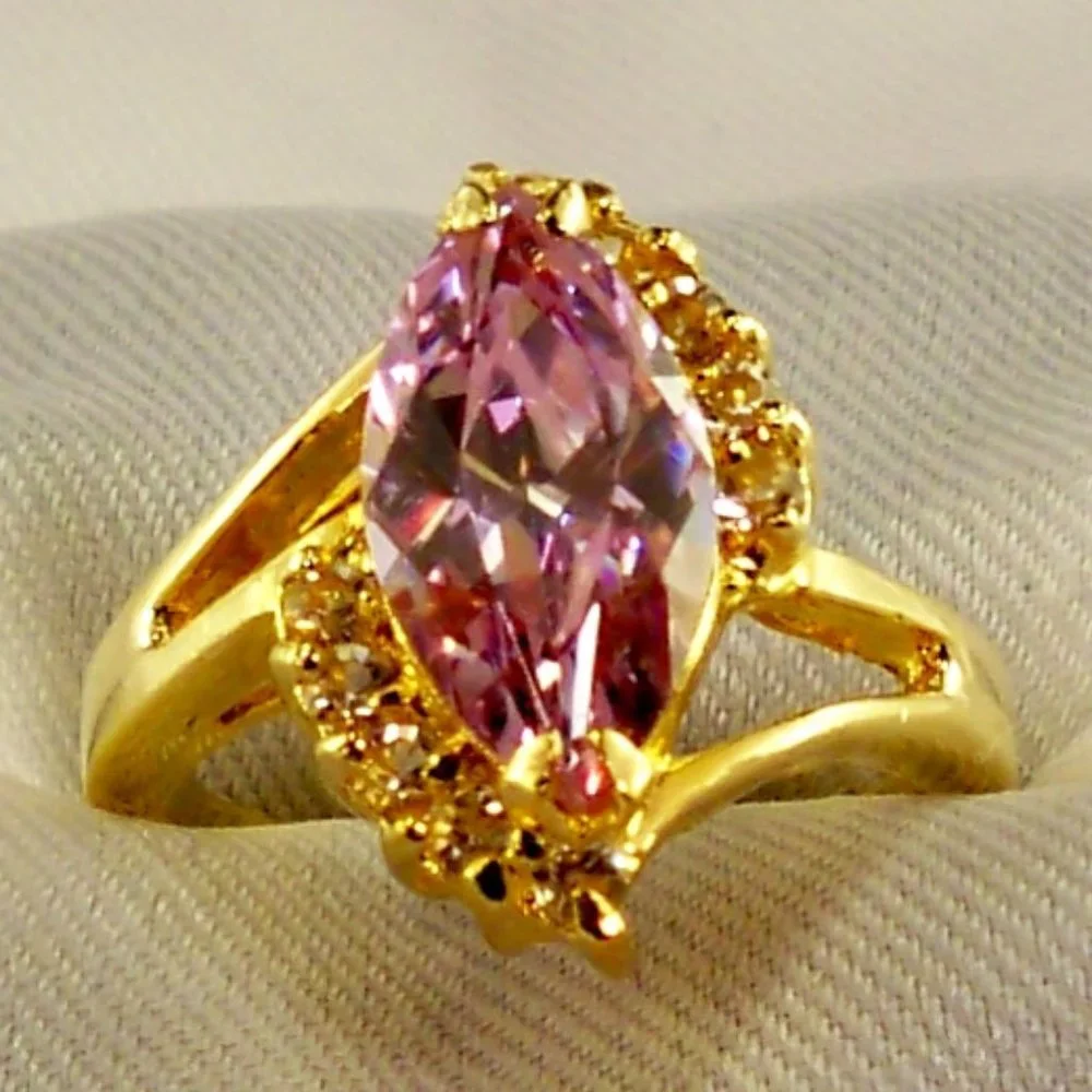 NEW Purple Marquise Cut Cubic Zirconias Gold DESIGNER Ring